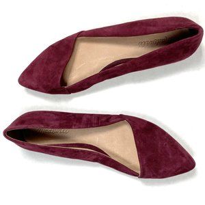 Madewell 9 Mira Suede Flats D'orsay Pointed Maroon